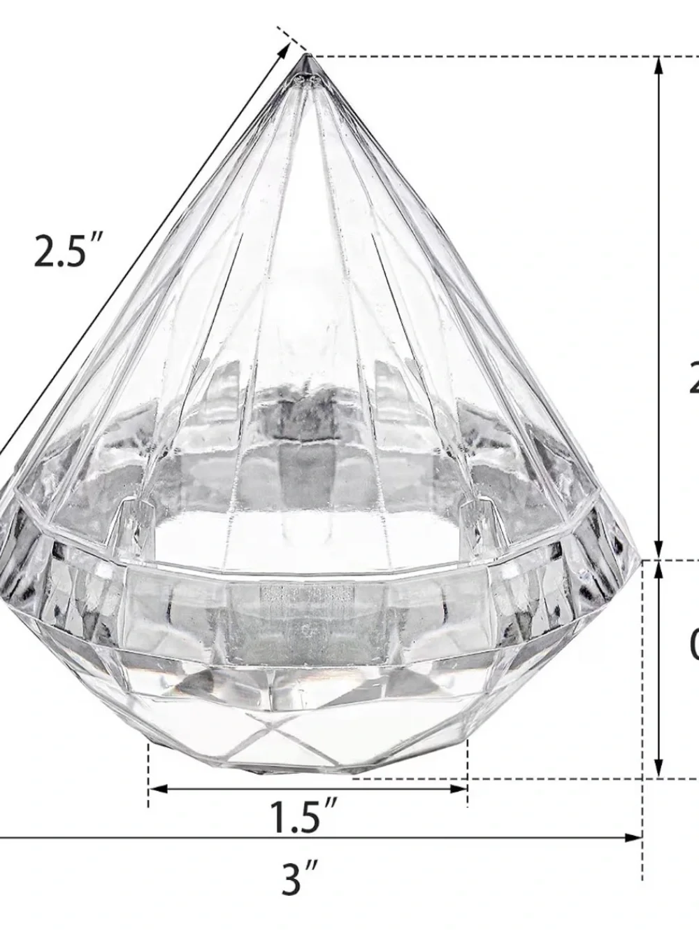 33 Clear Diamond-Shaped Acrylic Favor Boxes (Pack of 25 + 9 )
